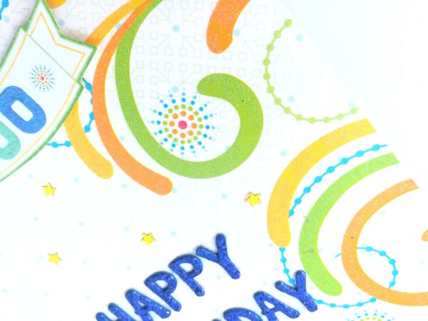 Blue Quilled Corner Flowers Birthday Greeting card -B1 image
