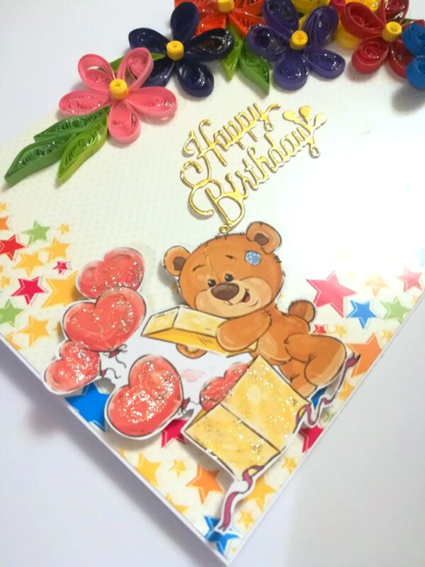 Multicolor Flowers Quilled Birthday Greeting Card - MQ2 image
