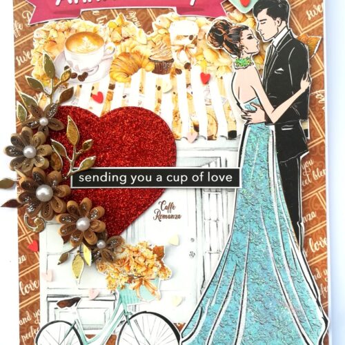 Love Anniversary Quilled Flowers Greeting Card image