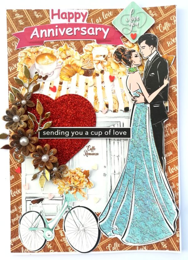 Love Anniversary Quilled Flowers Greeting Card image