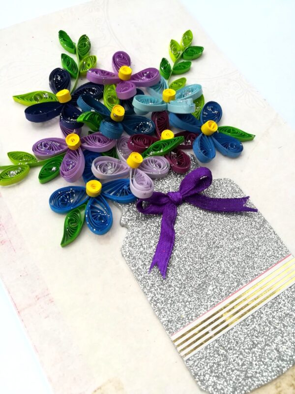 Sparkling Vase Quilled Flowers Greeting Card image