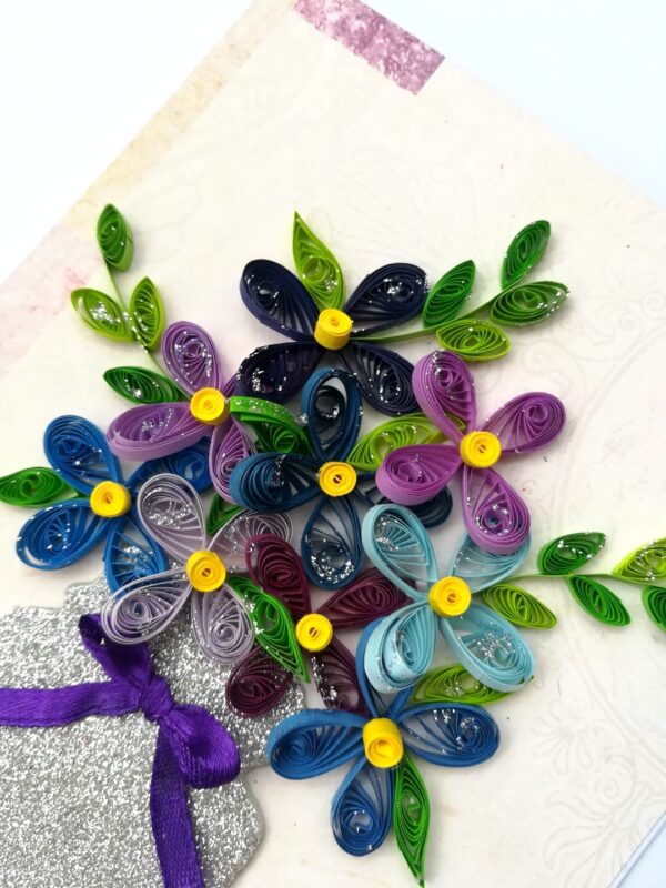 Sparkling Vase Quilled Flowers Greeting Card image