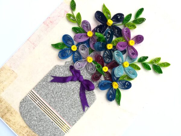 Sparkling Vase Quilled Flowers Greeting Card image