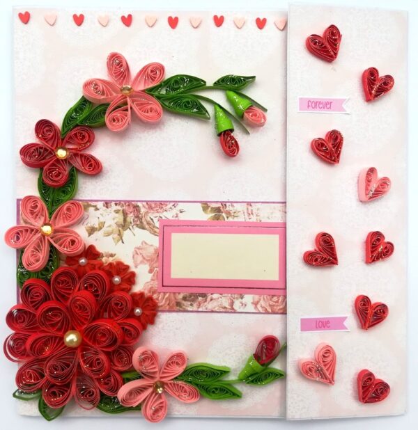 Red Quilled Mini Scrapbook Greeting Card image Red Quilled Mini Scrapbook Greeting Card image