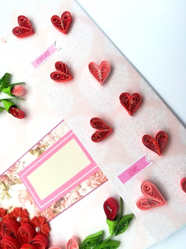 Red Quilled Mini Scrapbook Greeting Card image Red Quilled Mini Scrapbook Greeting Card image