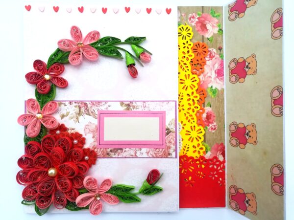 Red Quilled Mini Scrapbook Greeting Card image Red Quilled Mini Scrapbook Greeting Card image