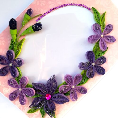 Purple Themed Quilled Photo Frame Greeting Card -PPF2 image