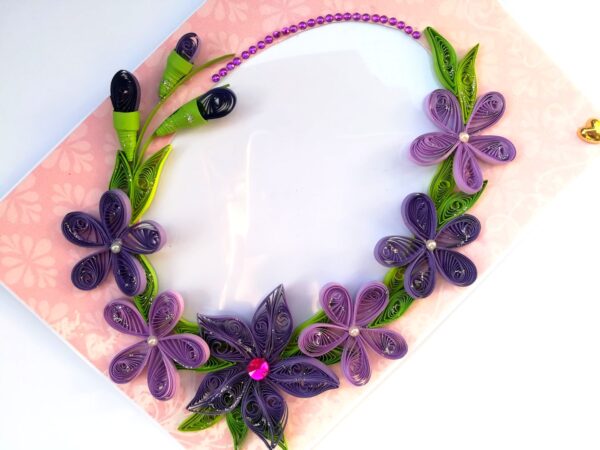 Purple Themed Quilled Photo Frame Greeting Card -PPF2 image