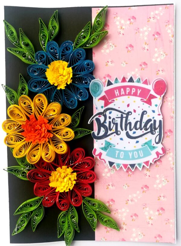 Sparkling Multicolored Quilling Birthday Card image Sparkling Multicolored Quilling Birthday Card image
