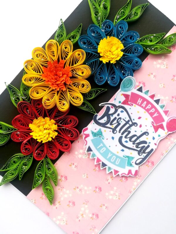 Sparkling Multicolored Quilling Birthday Card image Sparkling Multicolored Quilling Birthday Card image