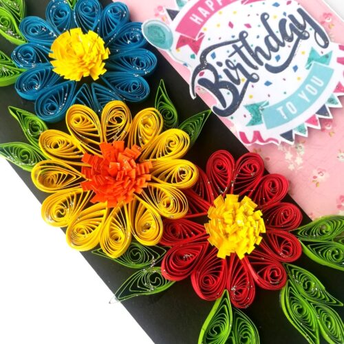 Sparkling Multicolored Quilling Birthday Card image Sparkling Multicolored Quilling Birthday Card image