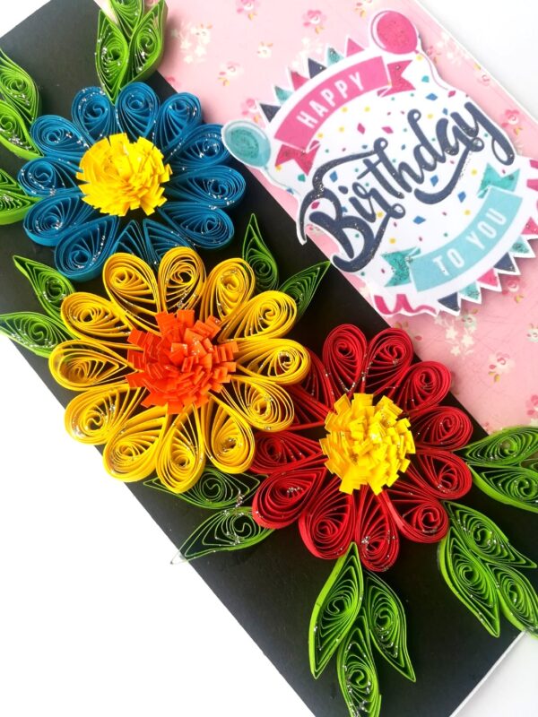 Sparkling Multicolored Quilling Birthday Card image Sparkling Multicolored Quilling Birthday Card image