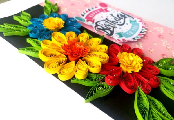 Sparkling Multicolored Quilling Birthday Card image Sparkling Multicolored Quilling Birthday Card image