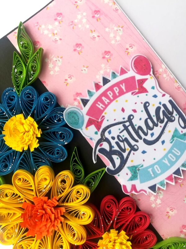 Sparkling Multicolored Quilling Birthday Card image Sparkling Multicolored Quilling Birthday Card image