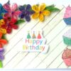 Quilled Corner Flowers Birthday Greeting card - BIR4 image