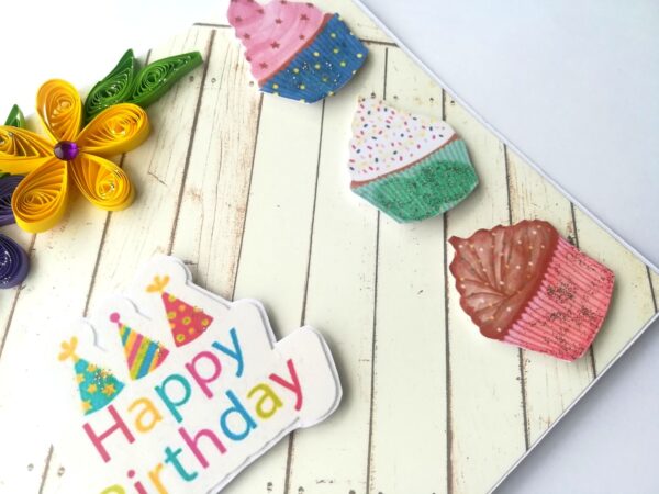 Quilled Corner Flowers Birthday Greeting card - BIR4 image
