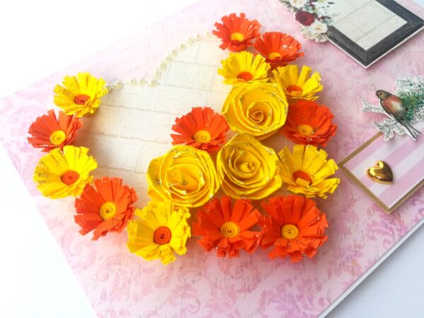 Sparkling Yellow Quilled Heart Flowers Greeting Card image Sparkling Yellow Quilled Heart Flowers Greeting Card image