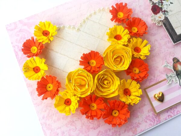 Sparkling Yellow Quilled Heart Flowers Greeting Card image Sparkling Yellow Quilled Heart Flowers Greeting Card image