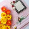 Sparkling Yellow Quilled Heart Flowers Greeting Card image Sparkling Yellow Quilled Heart Flowers Greeting Card image