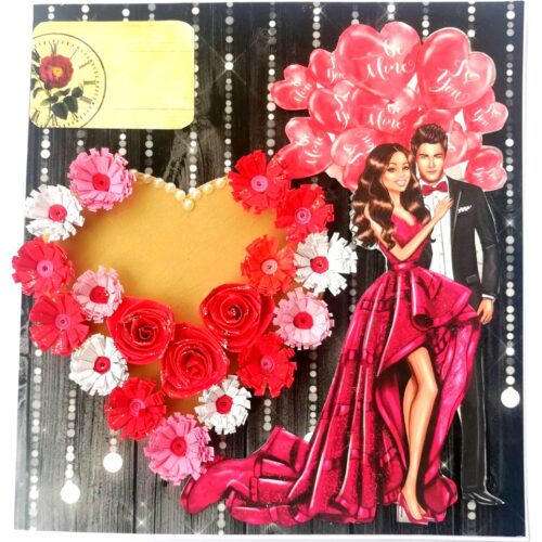 Red Love Quilled Hearts Flowers Greeting Card image