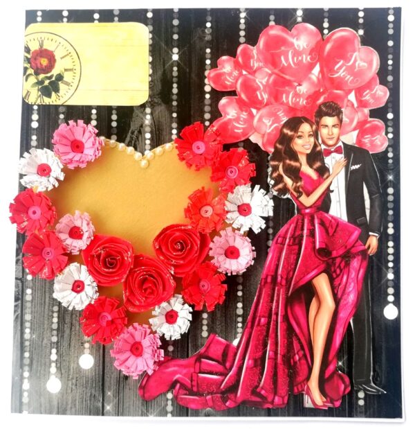 Red Love Quilled Hearts Flowers Greeting Card image Red Love Quilled Hearts Flowers Greeting Card image