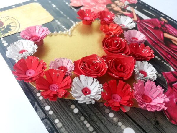 Red Love Quilled Hearts Flowers Greeting Card image Red Love Quilled Hearts Flowers Greeting Card image