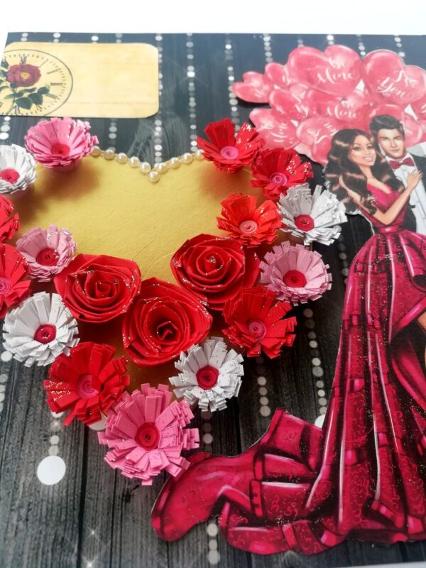 Red Love Quilled Hearts Flowers Greeting Card image Red Love Quilled Hearts Flowers Greeting Card image