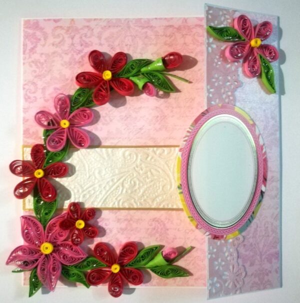 Red Themed Flowers Mini Scrapbook Greeting Card image