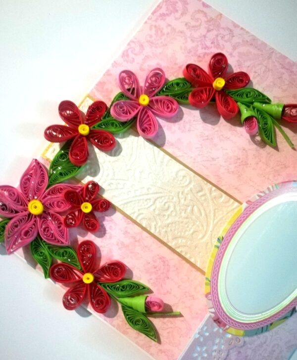 Red Themed Flowers Mini Scrapbook Greeting Card image