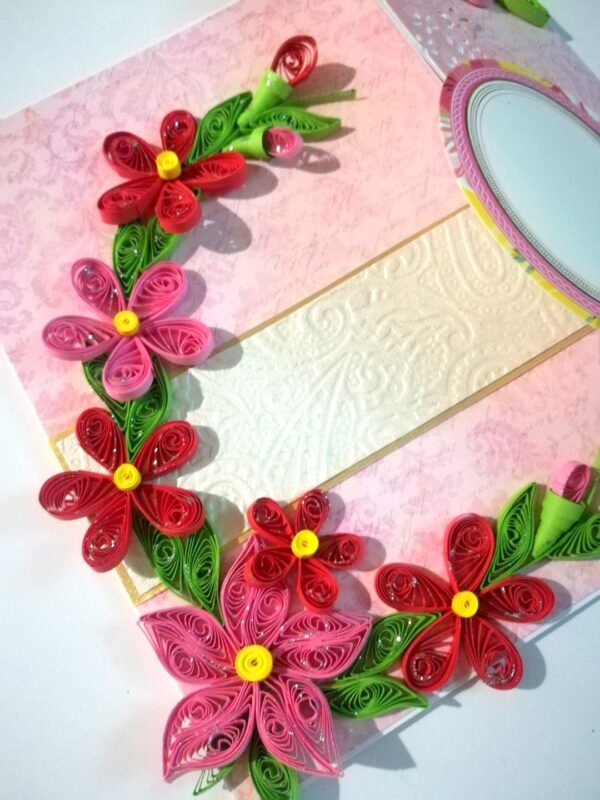 Red Themed Flowers Mini Scrapbook Greeting Card image