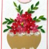 Red themed Quilled Flowers in Vase Greeting Card image Red themed Quilled Flowers in Vase Greeting Card image