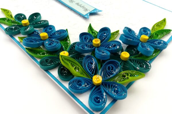 Blue Corner Quilled Birthday Greeting card image