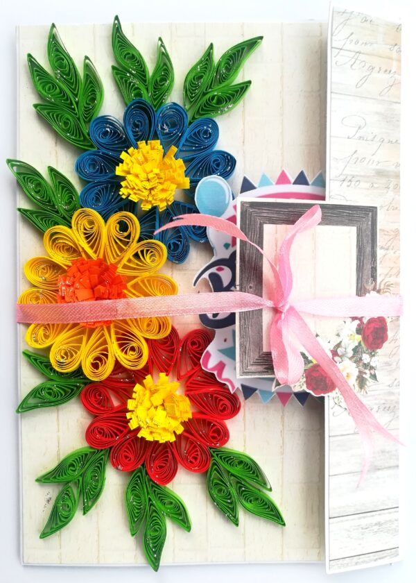 Happy Birthday Quilled Flowers Mini scrapbook card image