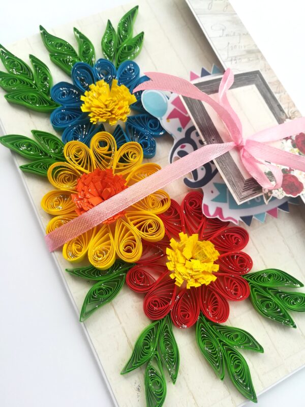 Happy Birthday Quilled Flowers Mini scrapbook card image