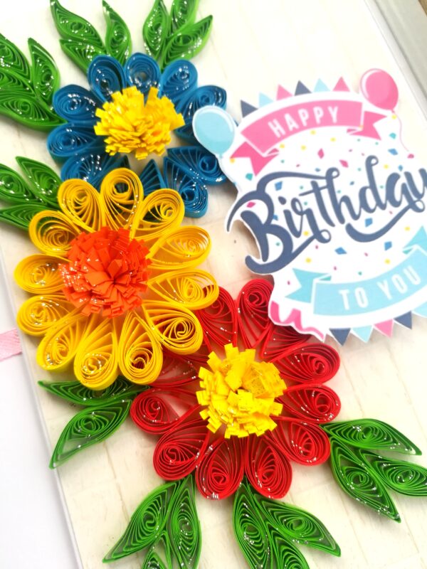 Happy Birthday Quilled Flowers Mini scrapbook card image