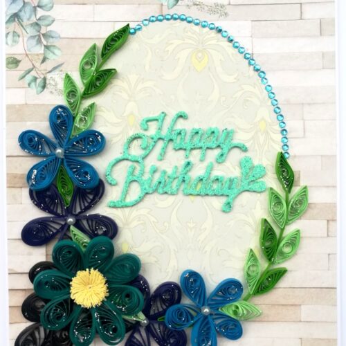 Blue Themed Birthday Quilled Greeting Card - B1 image
