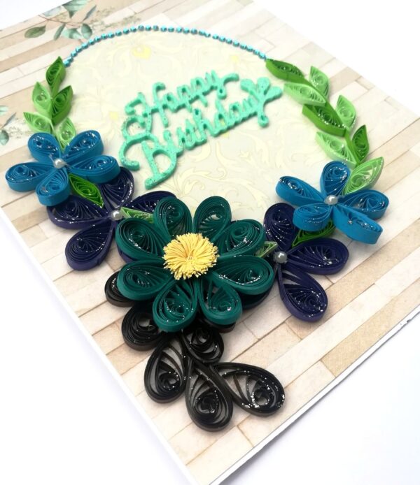 Blue Themed Birthday Quilled Greeting Card - B1 image