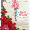 Quilled Red Flowers Corner Couple Card - D1 image