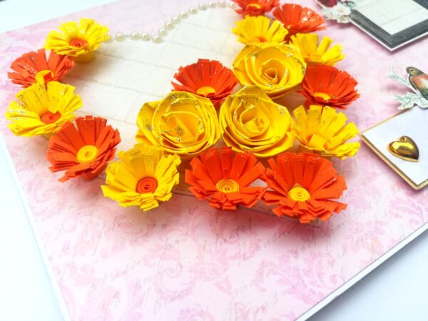 Sparkling Yellow Quilled Heart Flowers Greeting Card - HRTY1 image Sparkling Yellow Quilled Heart Flowers Greeting Card - HRTY1 image