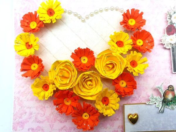 Sparkling Yellow Quilled Heart Flowers Greeting Card - HRTY1 image Sparkling Yellow Quilled Heart Flowers Greeting Card - HRTY1 image