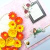 Sparkling Yellow Quilled Heart Flowers Greeting Card - HRTY1 image Sparkling Yellow Quilled Heart Flowers Greeting Card - HRTY1 image
