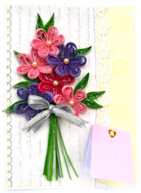 Sparkling Pink Theme Bouquet Greeting Card image