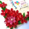 Red Quilled Flowers Birthday Greeting Card - D4 image