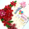 Red Quilled Flowers Birthday Greeting Card - D4 image