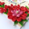 Red Quilled Flowers Birthday Greeting Card - D4 image