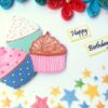 Quilled Corner Flowers Birthday Greeting card - BIR4 image Quilled Corner Flowers Birthday Greeting card - BIR4 image