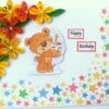 Quilled Corner Flowers Birthday Greeting card - BIR5 image