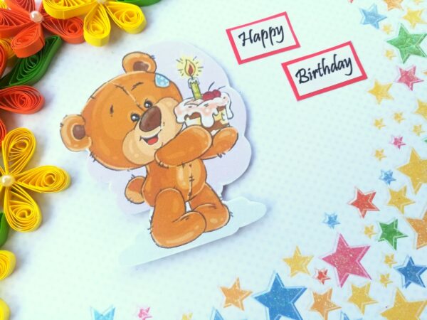 Quilled Corner Flowers Birthday Greeting card - BIR5 image
