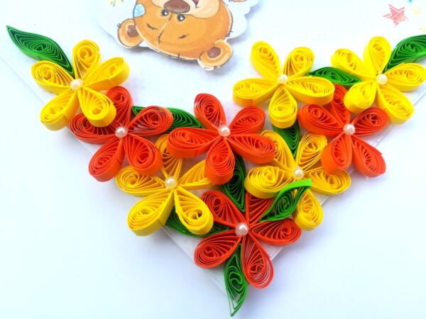Quilled Corner Flowers Birthday Greeting card - BIR5 image