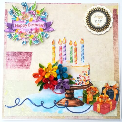 Quilled Sparkling Birthday Cake Greeting Card image